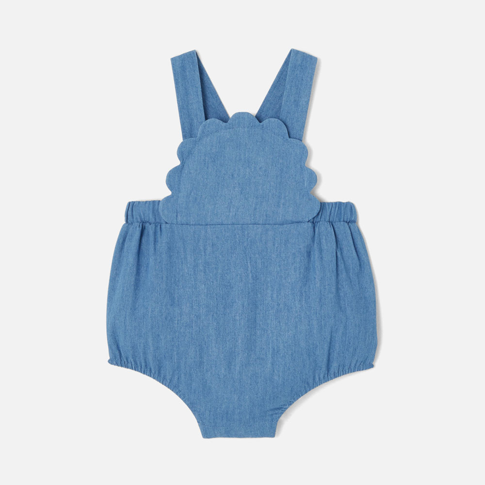 Baby girl romper in lightweight denim