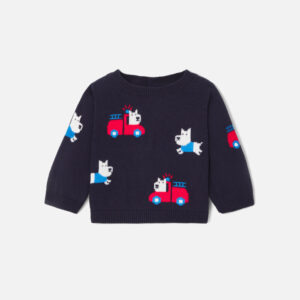 Baby boy intarsia dog jumper