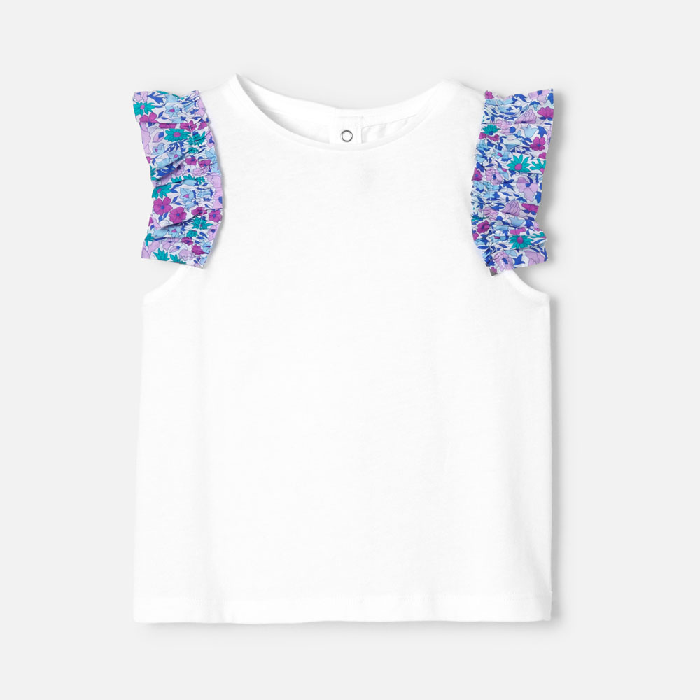 Girl T-shirt with ruffles in Liberty fabric