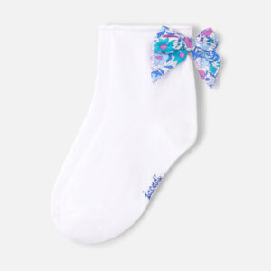 Girl socks with Liberty fabric bow