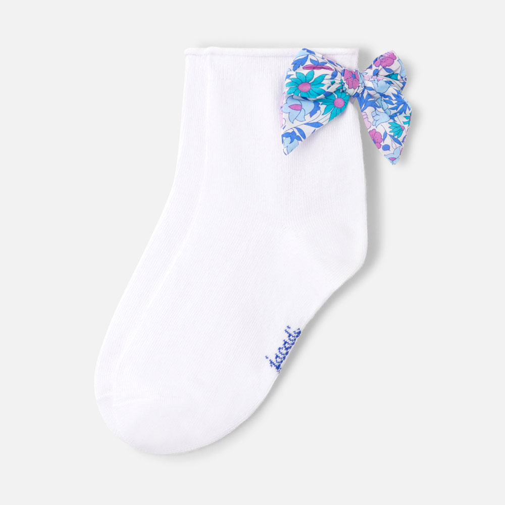 Girl socks with Liberty fabric bow