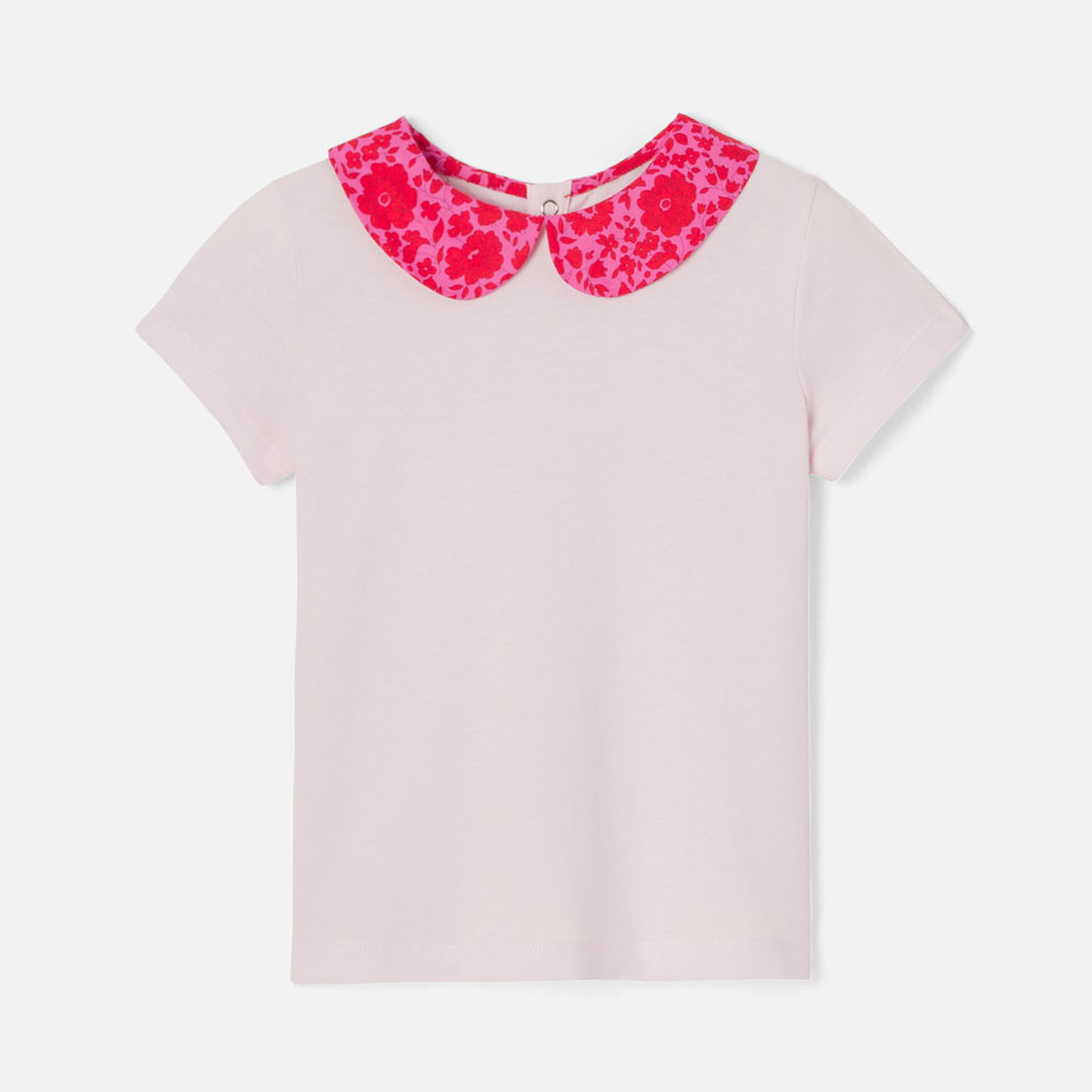 Girl T-shirt with Liberty fabric collar