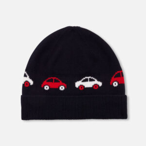 Baby boy hat with car motif