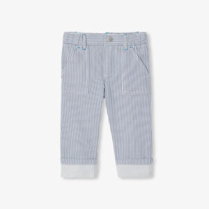 Baby boy trousers in striped twill