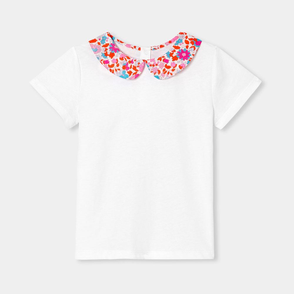 Girl T-shirt with Liberty fabric collar