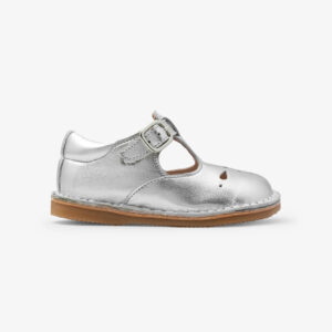 Baby girl lamé leather t-bar shoes