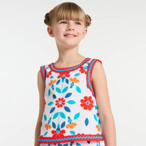 Girl cross-back top in poplin