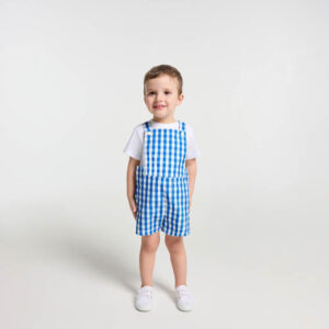 Baby boy short overalls in gingham