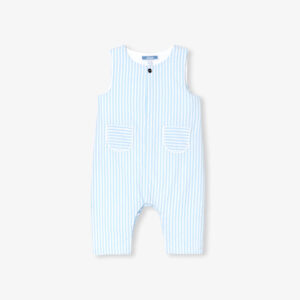 Baby boy jumpsuit in striped poplin
