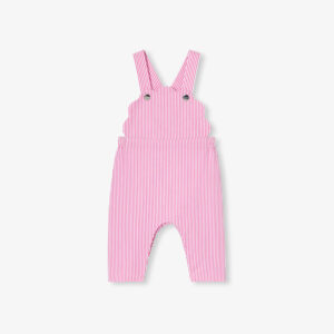 Baby girl overalls in striped twill