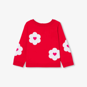 Baby girl cotton jacquard flower sweater