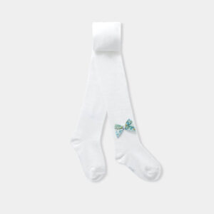 Baby girl tights with Liberty fabric bow