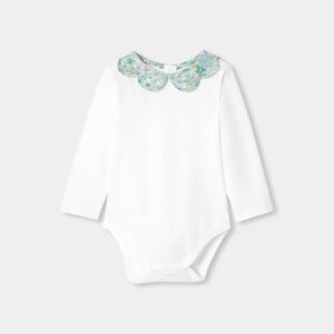 Baby girl bodysuit with Liberty fabric collar