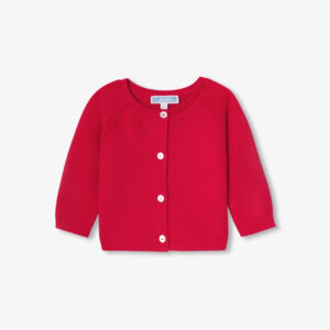 Baby girl cardigan in garter stitch cotton