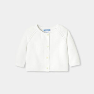 Baby girl cardigan in garter stitch cotton