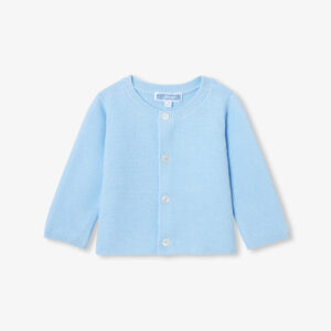 Baby cardigan in garter stitch cotton