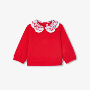 Baby girl sweatshirt with Liberty fabric collar