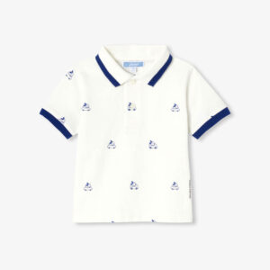 Baby boy polo shirt in printed cotton piqué