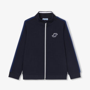 Boys' double-sided piqué zip-up sweatshirt