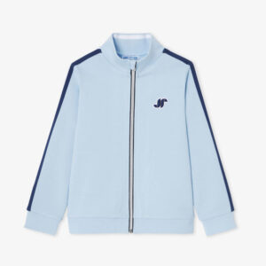Boys' double-sided piqué zip-up sweatshirt