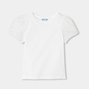Girl cotton T-shirt with short tulip sleeves