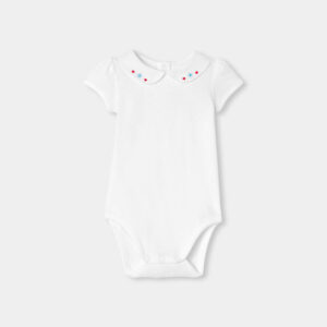 Baby girl short-sleeved interlock cotton bodysuit