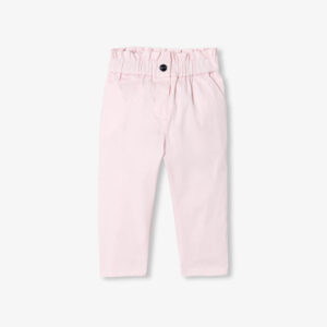 Baby girl paper bag trousers in cotton satin