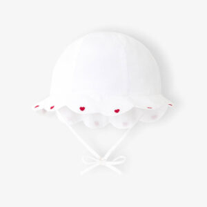 Baby girl hat in cotton with scalloped edge