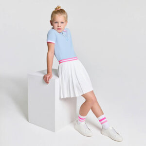 Girl piqué knit pleated skirt