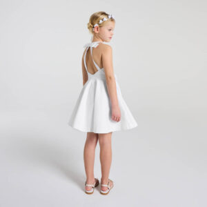 Girl ceremony dress in honeycomb cotton