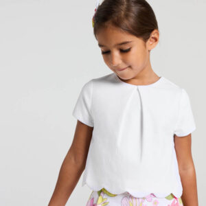 Girl ceremony top in honeycomb piqué