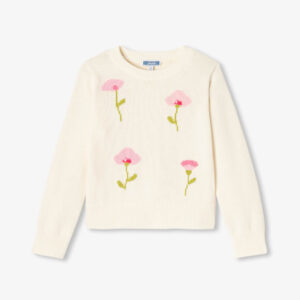 Girl cotton sweater with flower pattern