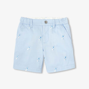 Baby boy twill shorts with small dog embroidery