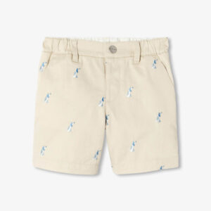 Baby boy twill shorts with small dog embroidery