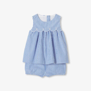 Baby girl striped poplin shorts set