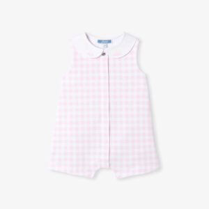Baby girl romper in gingham cotton jersey
