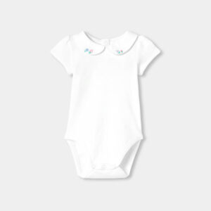 Baby girl short-sleeved interlock cotton bodysuit