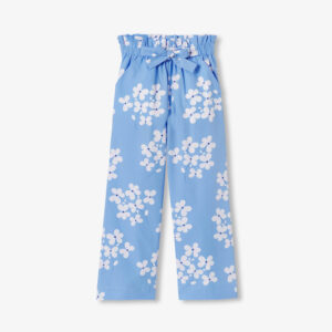 Girls wide-leg printed poplin trousers