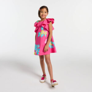 Girl floral print poplin dress