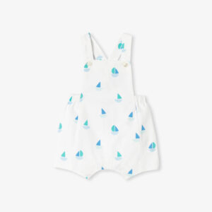 Baby boy short dungarees in cotton canvas