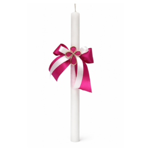 Palm Sunday pink cross candle