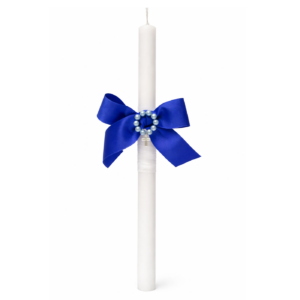 Palm Sunday blue bow candle