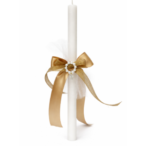 Palm Sunday gold bow candle