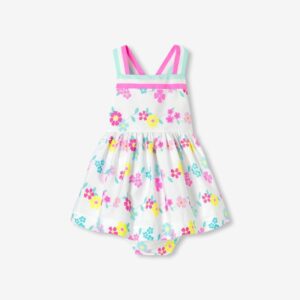 Baby girl dress in cotton with crossover back