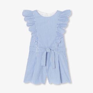 Girl striped poplin playsuit