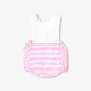 Baby girl romper in cotton piqué and poplin