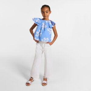 Girl wide-leg twill trousers