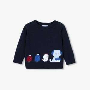 Baby cotton intarsia animal jumper