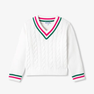Girl cable-knit V-neck jumper