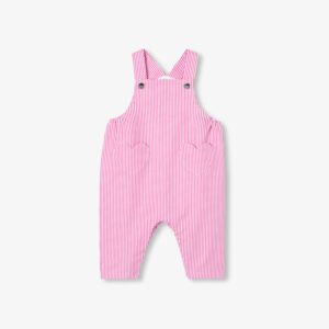 Baby girl striped twill dungarees